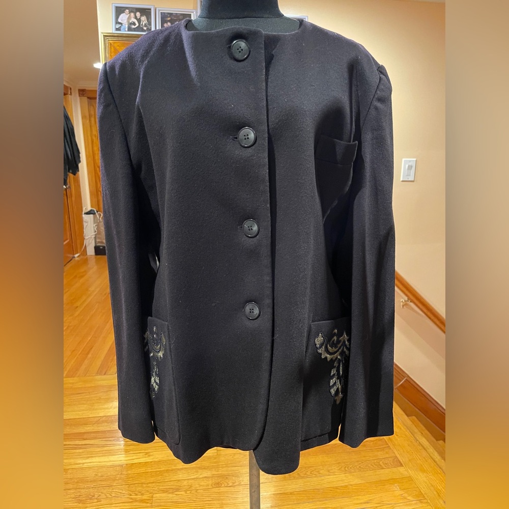 ESCADA Black Women's Blazer with Gold Embroidered Details